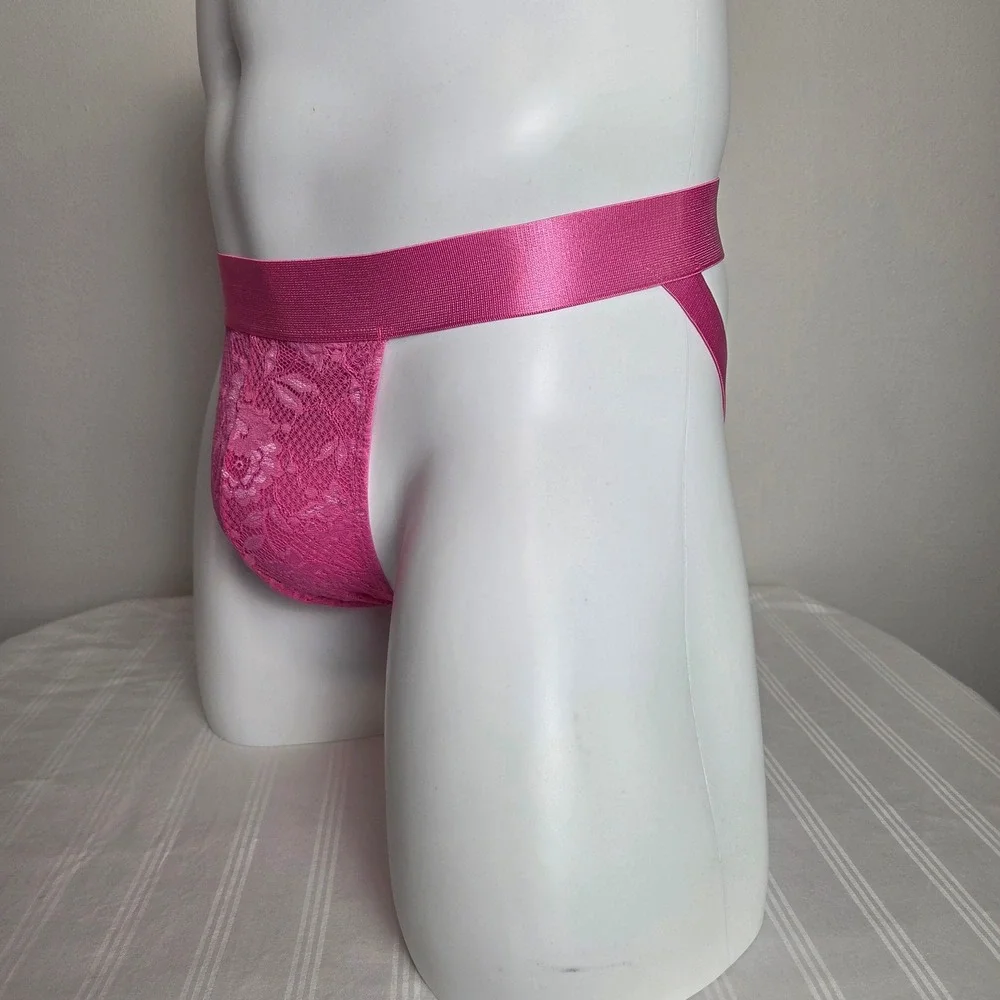 Cosabella Luxury Italian Men's Pink Lace Jock Strap Designer Underwear Size M